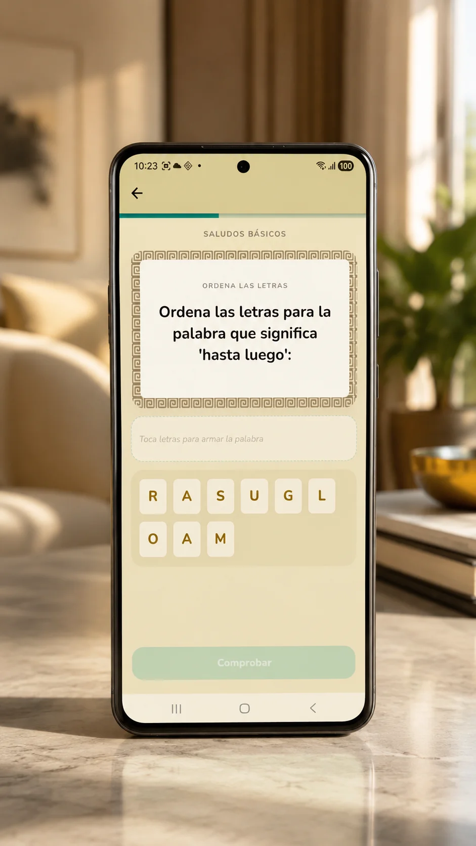 Ejercicio de ordenar letras para construir palabras Guna