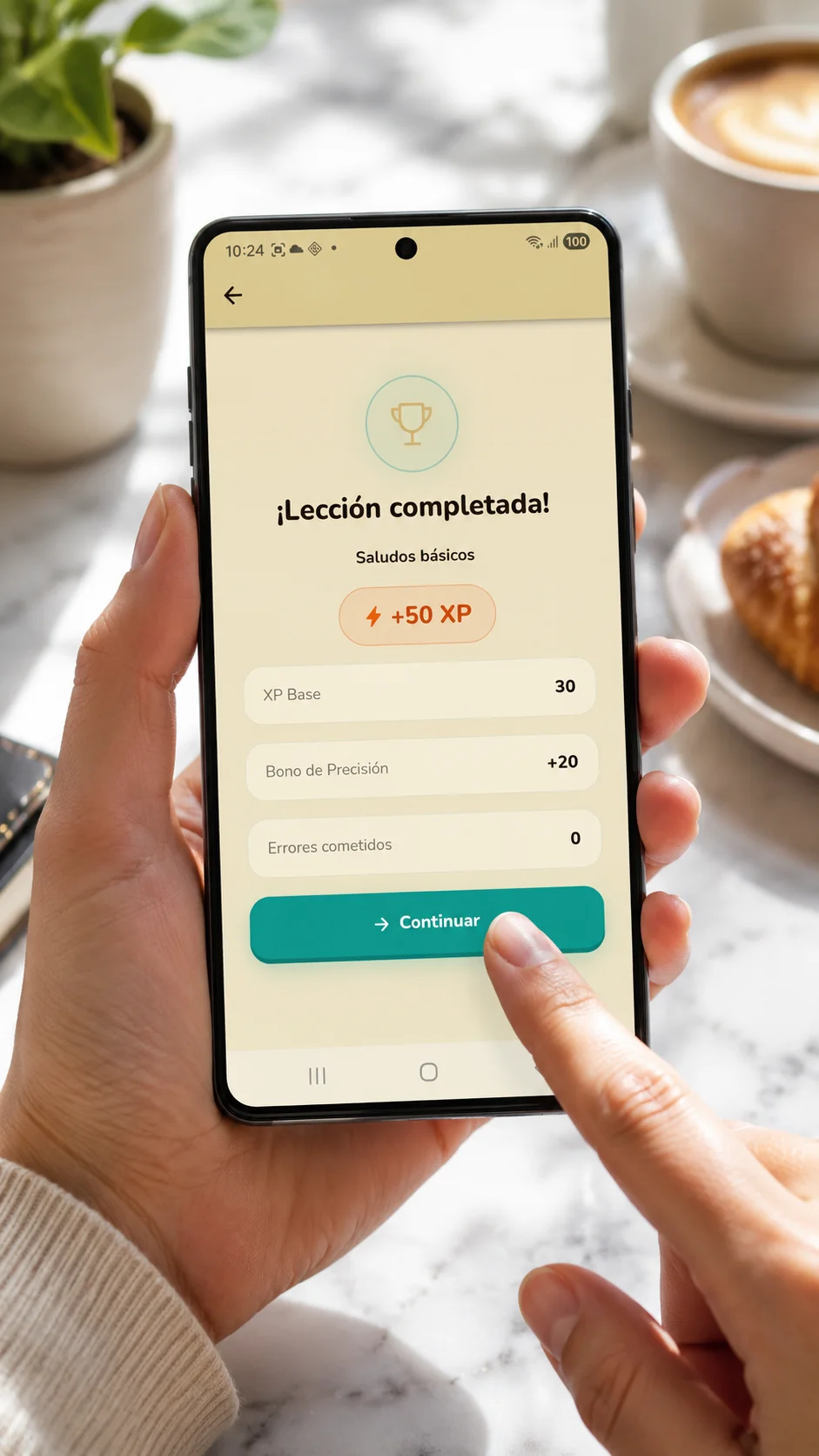 Lección completada — Sistema de XP y Rachas